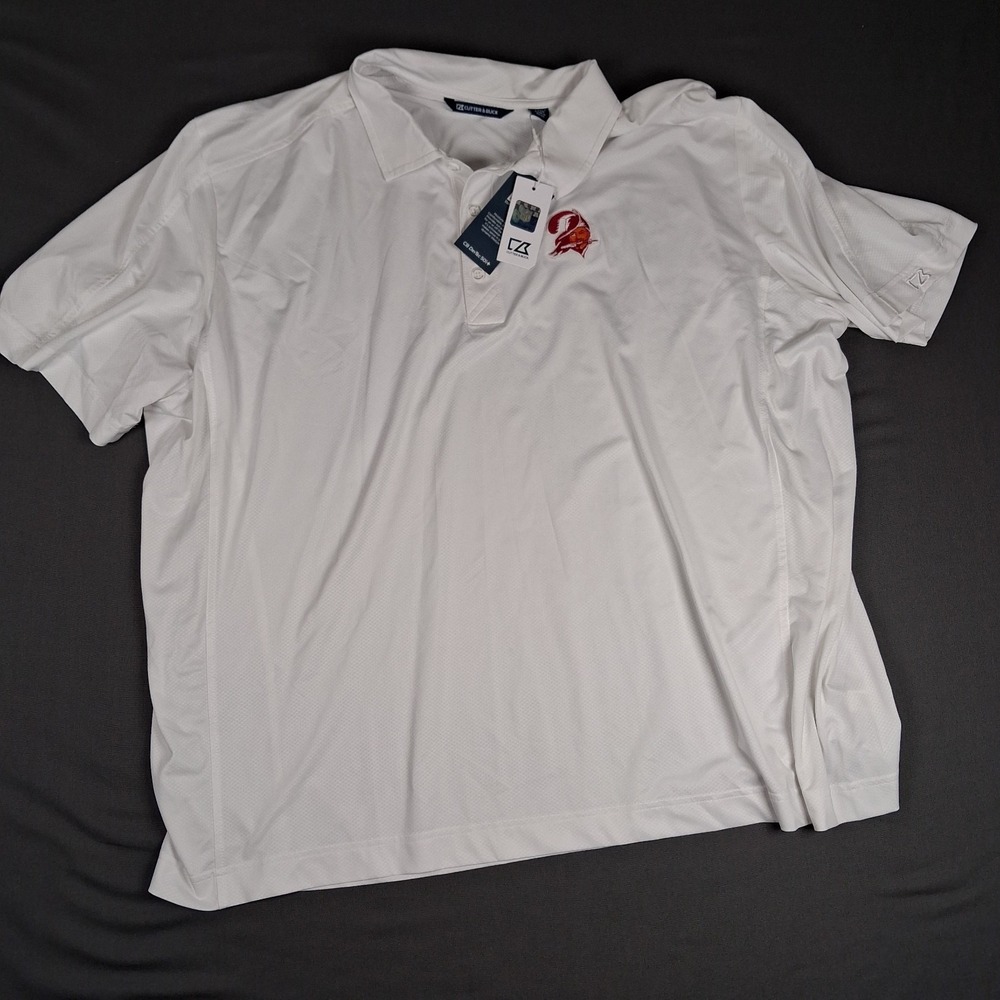 Cutter & Buck Tampa Bay Bucs NFL Polo Shirt Mens 3XL White CB DryTec 50+ New